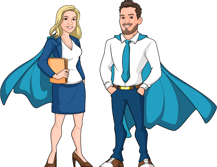 The Legal Lawgic team — your superhero attorney service duo